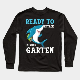 Kids Shark Ready To Attack Kindergarten First Day of School Long Sleeve T-Shirt